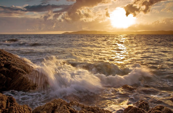 Картинка природа восходы закаты волны закат вода