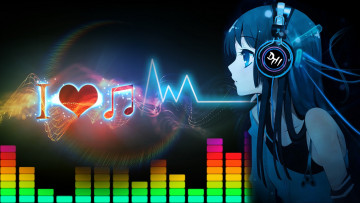 Картинка аниме headphones instrumental сердечко девушка