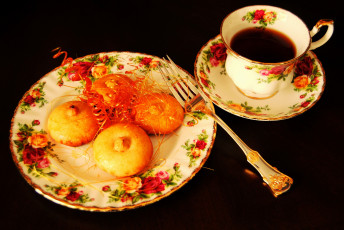 Картинка еда напитки +Чай ложка тарелка чашка пирожные чай