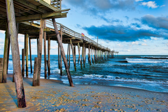 Картинка природа побережье океан пляж мост сваи