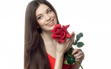 Картинка девушки -unsort+ лица +портреты фон цветы роза волосы взгляд улыбка настроение девушка