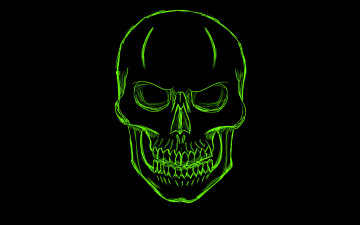 Картинка рисованное минимализм скелет череп голова зеленый skull
