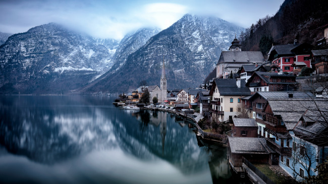 Обои картинки фото hallstatt, города, гальштат , австрия, озеро, горы