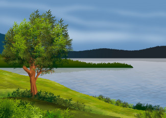 Картинка векторная+графика природа+ nature река лес