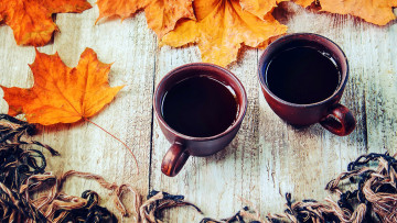 Картинка еда кофе +кофейные+зёрна осень листья