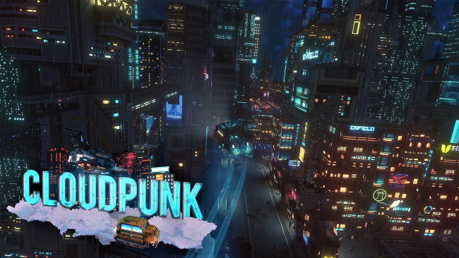 Обои картинки фото видео игры, cloudpunk, будущее, город, огни, дождь