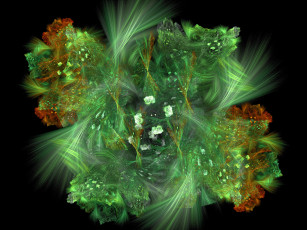 Картинка 3д графика fractal фракталы зелёный
