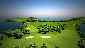 Картинка спорт 3d рисованные поле для гольфа