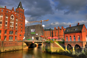Картинка германия гамбург города улицы площади набережные река мост