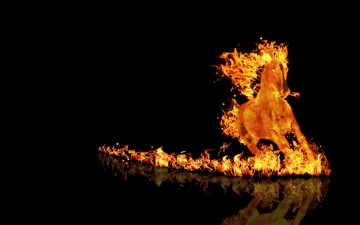 Картинка 3д графика animals животные лошадь огонь