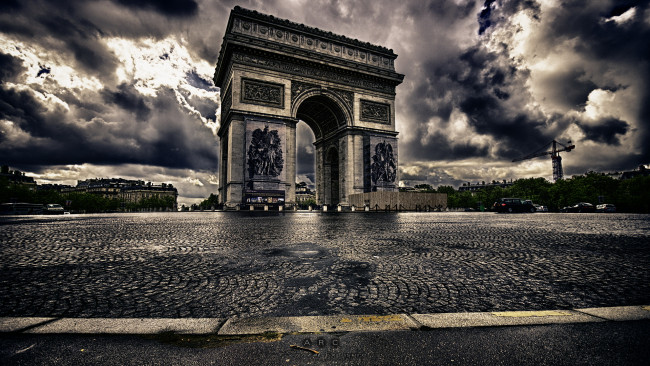 Обои картинки фото города, париж, франция, арка, площадь