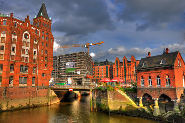 Обои картинки фото германия, гамбург, города, улицы, площади, набережные, река, мост