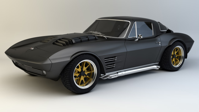 Обои картинки фото автомобили, 3д, corvette, 1964