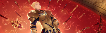 Картинка аниме fate zero арт серьги блондин оружие красное мужчина красные глаза