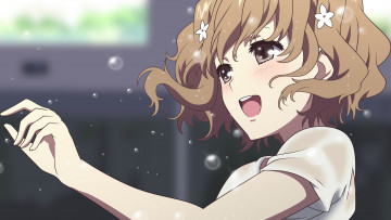 Картинка аниме hana-saku+iroha hanasaku iroha matsumae ohana девушка русая рука арт фон