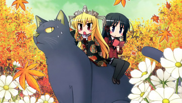 Картинка fortune+arterial аниме цветы кот девушки листья
