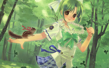 Картинка yoake+mae+yori+ruri+iro+na аниме девушка улыбка лес белка