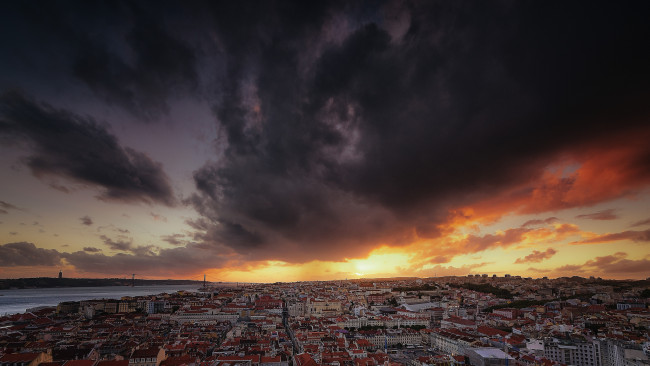 Обои картинки фото lisbon, города, лиссабон , португалия, город, панорама