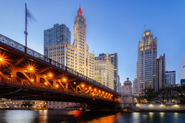 Обои картинки фото dusable bridge - chicago, города, Чикаго , сша, мост, река