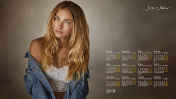 обоя календари, девушки, 2018, взгляд