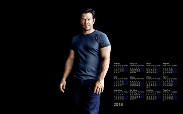 Картинка mark+uolberg календари знаменитости мужчина 2018 черный фон взгляд актер