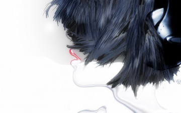 Картинка рисованное люди девушка брюнетка лицо профиль губы нос наушники