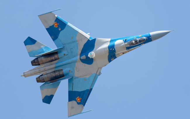 Обои картинки фото авиация, боевые самолёты, самолёт, армия, flanker e, вкс россии, су35с, истребитель