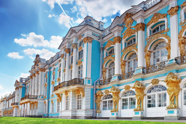 Обои картинки фото пушкин екатерининский дворец, города, санкт-петербург,  петергоф , россия, пушкин, екатерининский, дворец, царское, село