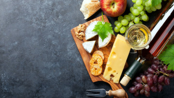 Картинка еда разное виноград вино хлеб сыр