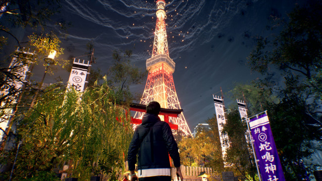 Обои картинки фото видео игры, ghostwire,  tokyo, парень, город, вышка