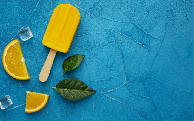 Обои картинки фото еда, мороженое,  десерты, лед, апельсиновое, апельсин