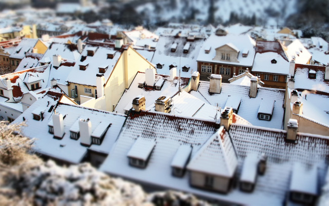 Обои картинки фото города, - здания,  дома, дом, здание, сдвиг, наклона, снег, крыши, зима, деревня, вид, с, воздуха, на, открытом, воздухе