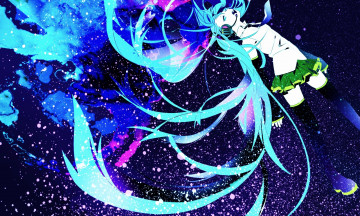 Картинка аниме vocaloid вокалоид синиe волосы музыка микa mika vokaloid