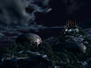 Картинка 3д графика fantasy фантазия звезды горы облака ночь