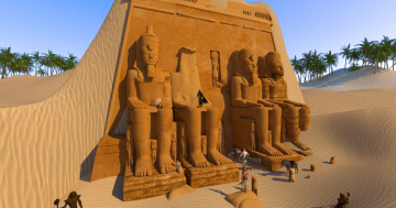 обоя 3д, графика, historical, история, статуи, эгипет