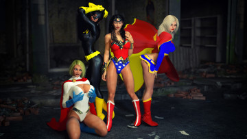 Картинка 3д+графика фантазия+ fantasy фон взгляд девушки супермены