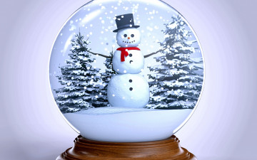 Картинка праздничные 3д+графика+ новый+год новый год new year merry globe snow winter cristmas рождество шар снег елка снеговик