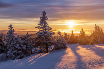 Картинка природа восходы закаты зима горы закат