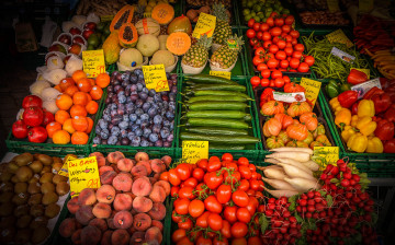 Картинка еда фрукты+и+овощи+вместе прилавок