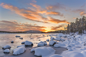 Картинка природа восходы закаты озеро закат небо зима
