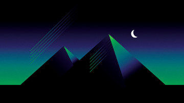 Картинка векторная+графика природа+ nature горы луна ночь
