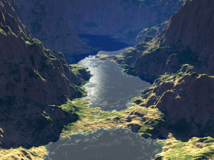 Картинка 3д графика nature landscape природа горы вода
