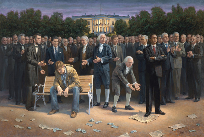Обои картинки фото рисованные, люди, президенты, сша