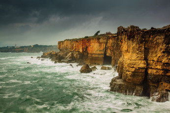 обоя природа, побережье, скалы, шторм, море