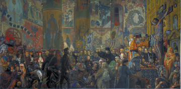 Картинка разгром храма пасхальную ночь рисованные илья глазунов люди