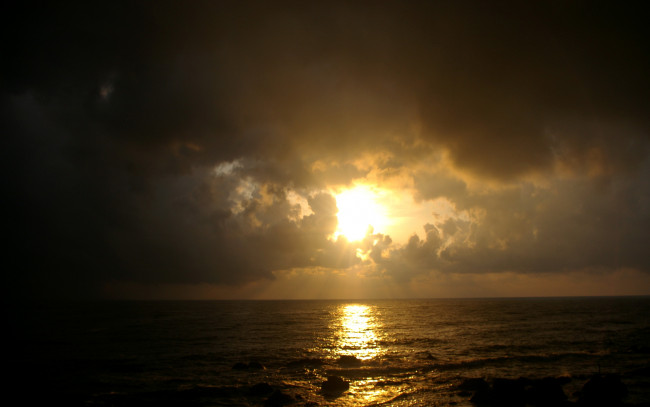 Обои картинки фото природа, восходы, закаты, океан, закат, тучи