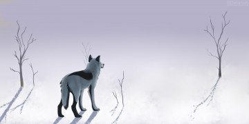 Картинка рисованные животные +собаки собака снег