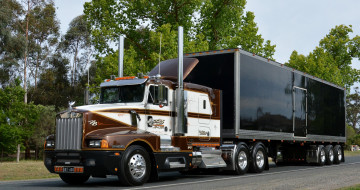 Картинка t600+kenworth автомобили kenworth+ выставка улица седельный тягач грузовик тяжелый