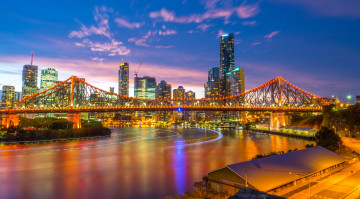 Картинка brisbane города брисбен+ австралия река мост огни