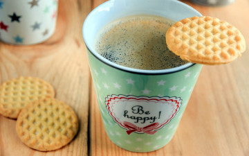 Картинка еда кофе +кофейные+зёрна надпись печенье напиток